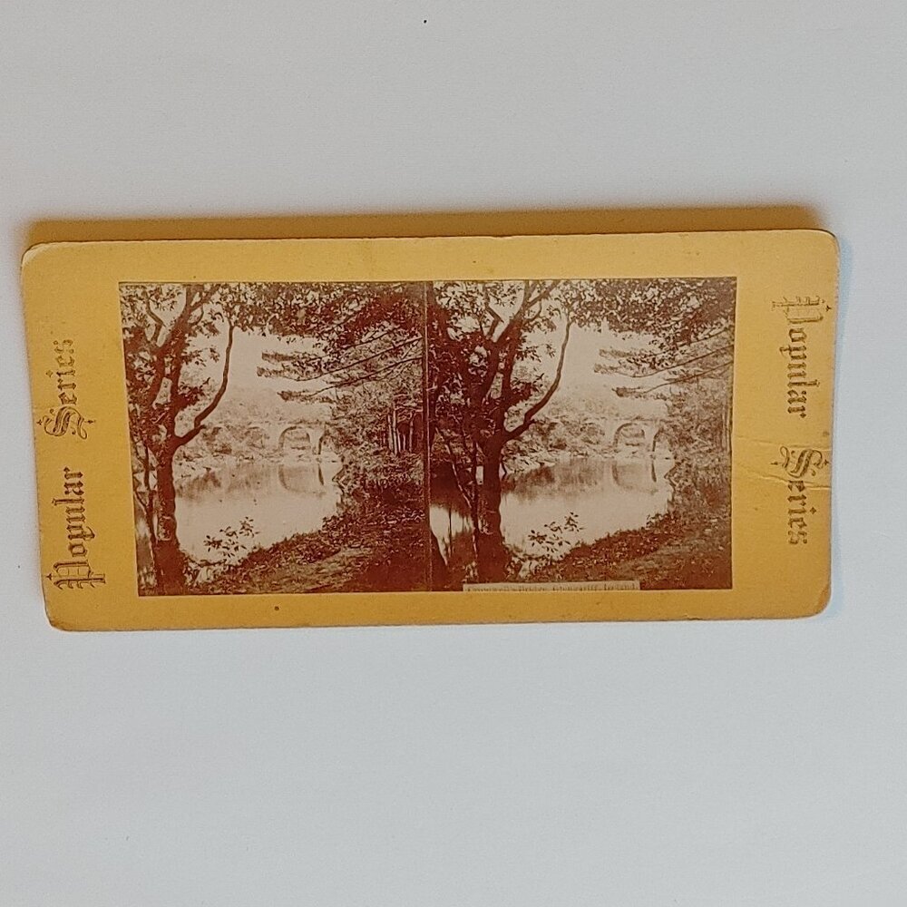 ANTIQUE STEREOGRAPH CARD CROMWELL'S BRIDGE Glengarriff Ireland POPULAR SERIES